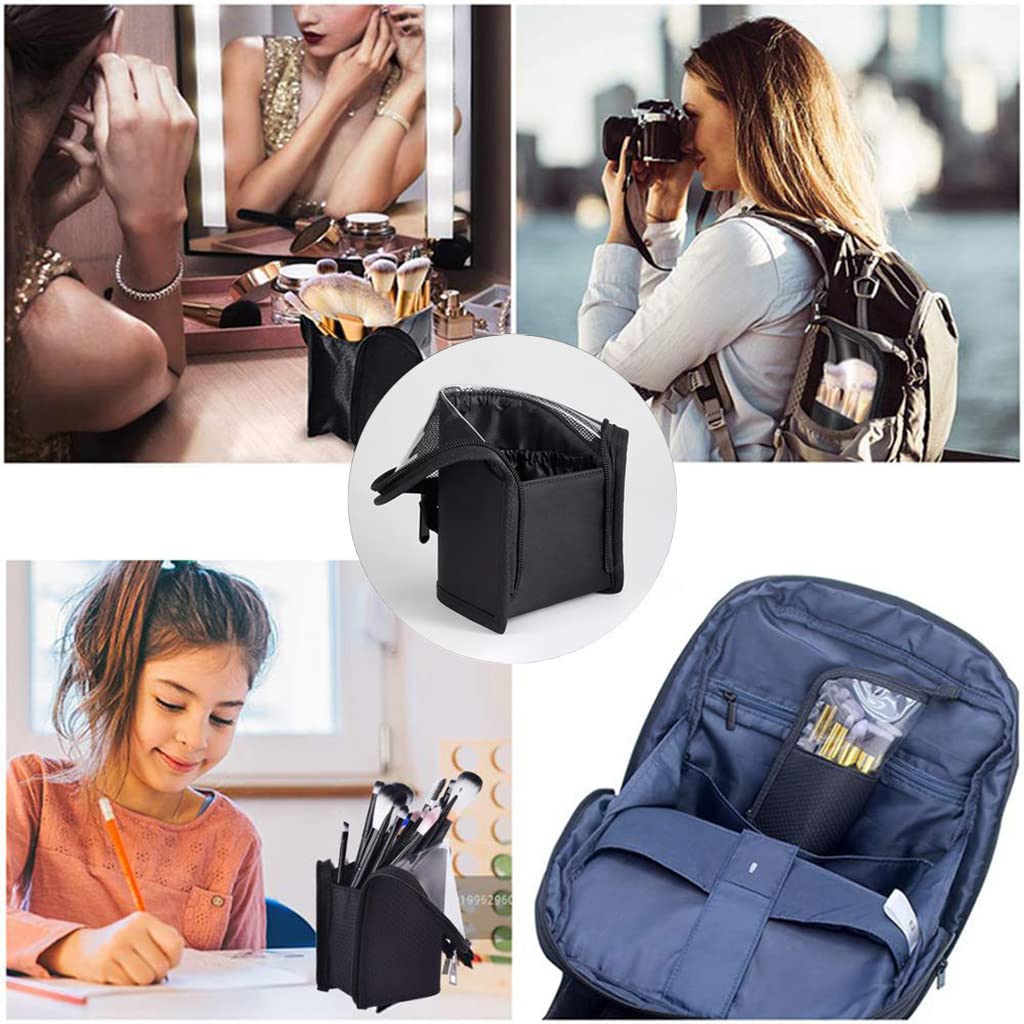 MAYCREATE 2 in 1 Makeup Pouches for Women Portable Makeup Brush Bag Holder Makeup Brush Pouch Makeup Brush Organizer Travel Makeup Brush Bag for Travel