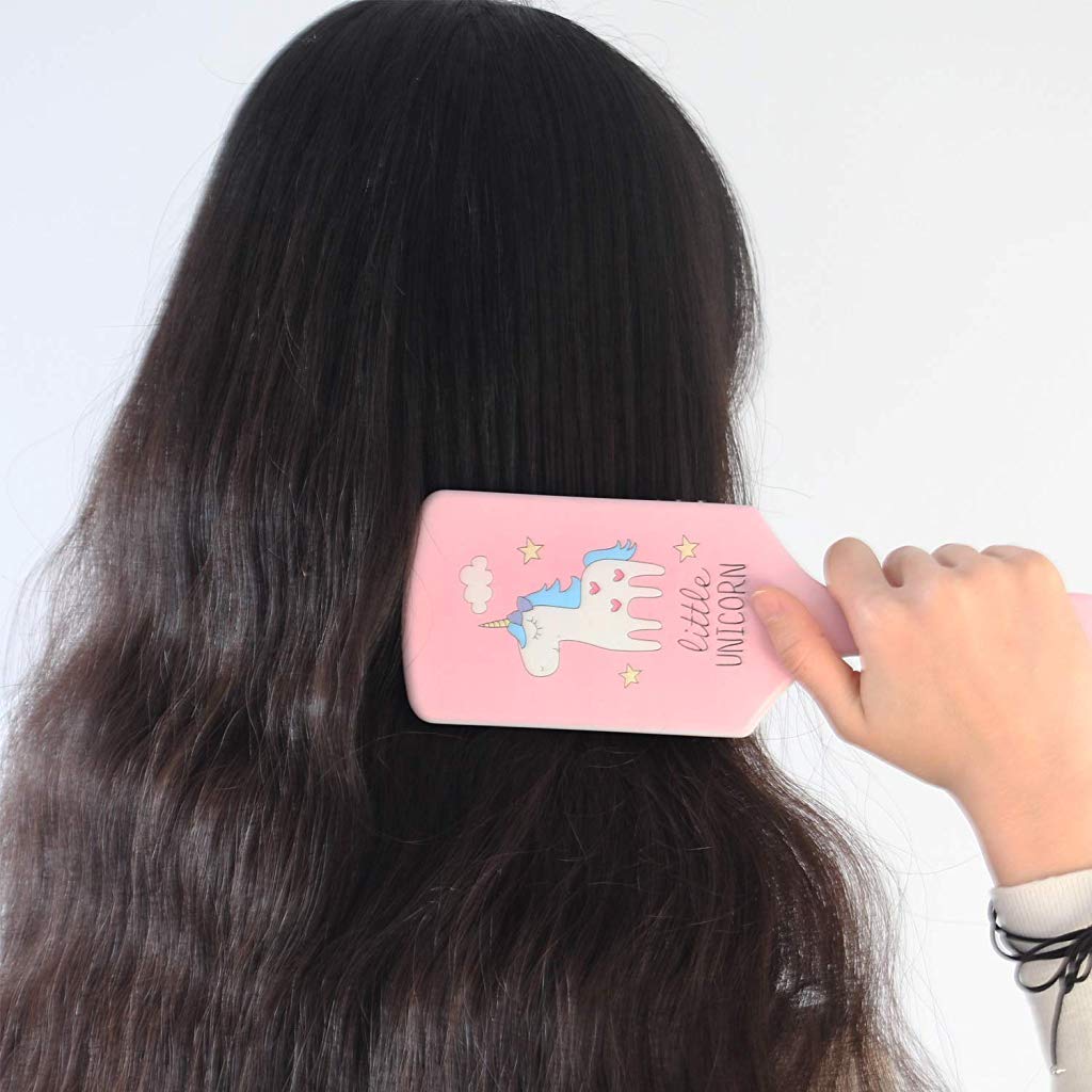 MAYCREATE Hair Brush, Pink Unicorn Hair Brush with Ball-tipped Nylon Bristle & Air Cushion Anti Static No Frizz Comb for Women Girls Thick Wet Damaged Curly Long Hair Volume Massage, Detangler Brush