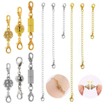 MAYCREATE Golden & Sliver 12 Pcs Necklace Extender and Lobster Clasps Combo Set,3 Style Jewelry Clasp,6 Bracelet Extenders for Jewelry,Necklace & Bracelet