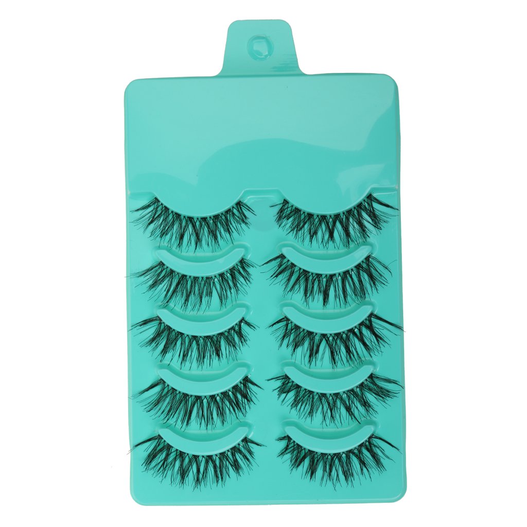 MAYCREATE 5 Pairs Beauty Makeup Handmade Messy Cross Style False Eyelashes Green