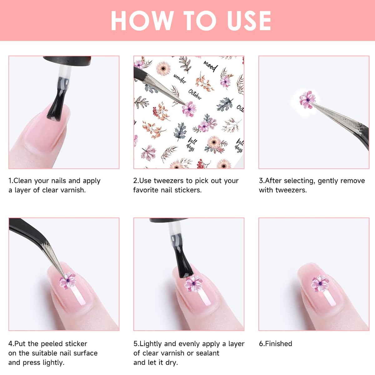 MAYCREATE Nail Art Stickers for DIY Floral Designs with 9 Sheets Self‑Adhesive Decals | Waterproof Nail Decor for Women and Girls