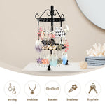 MAYCREATE Hoop Earrings Organizer for Women, 3 Tier Rotating Earring Organizer Box Storage Rack, Iron Art Earrings Holder for Over 50 Pairs, Display Stand for Dangle, Hoops Earings (Black)