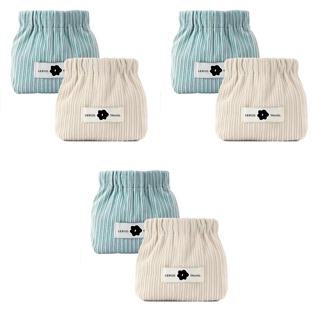 MAYCREATE Small Makeup Pouch Set for Travel with Spring Opening 6pcs Corduroy Bags | Organizer for Women