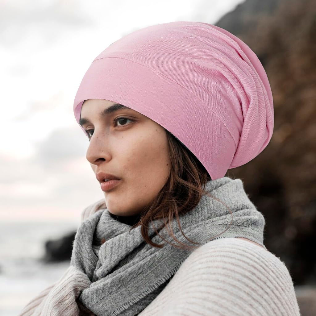 MAYCREATE Silk Bonnet for Hair featuring Adjustable Strap and Elastic Brim | Pink Satin Cap for Sleeping