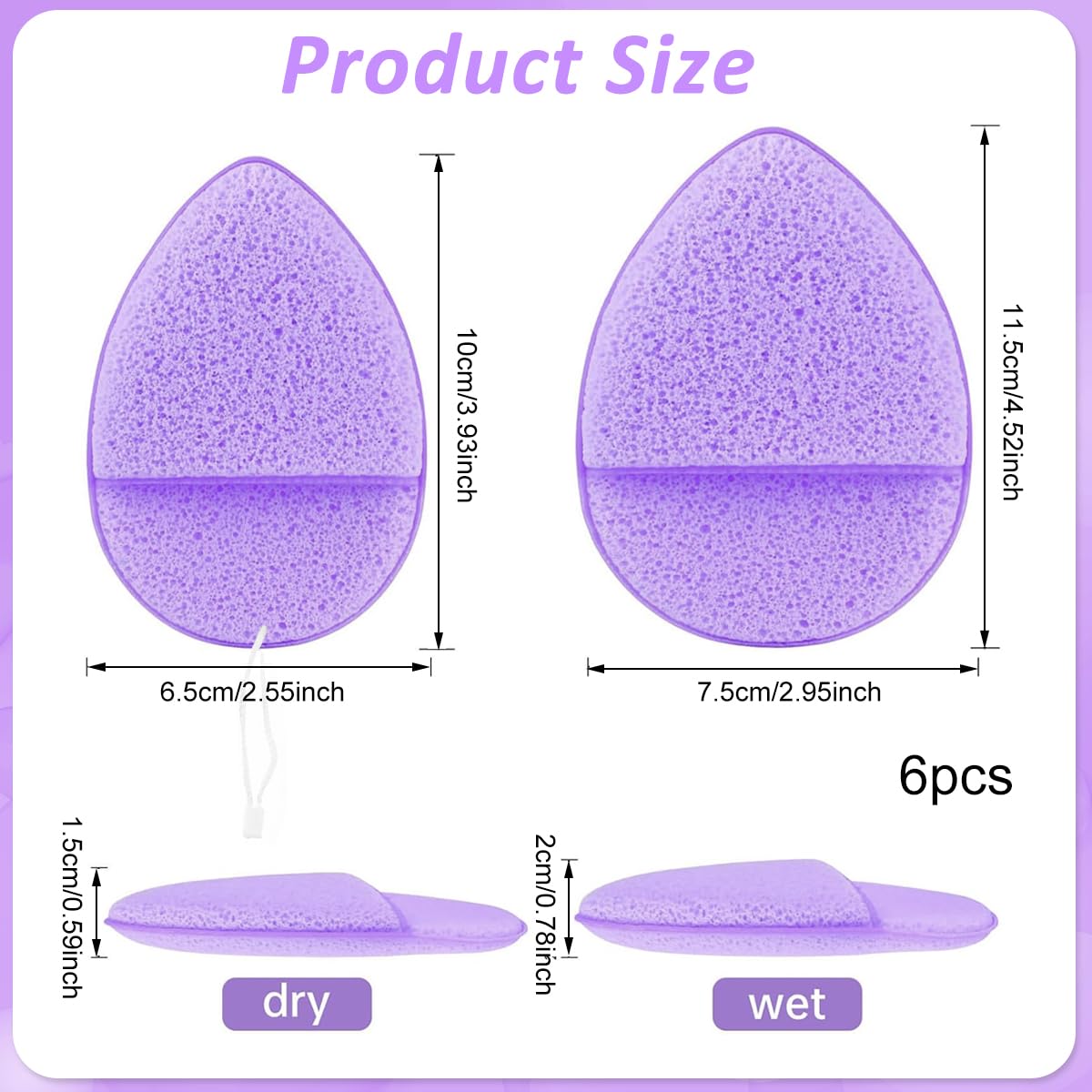 MAYCREATE Facial Sponge for Deep Cleansing and Makeup Removal featuring Finger Sleeve Grip | 6pcs Reusable Plant-Based Pads 7x9.7cm