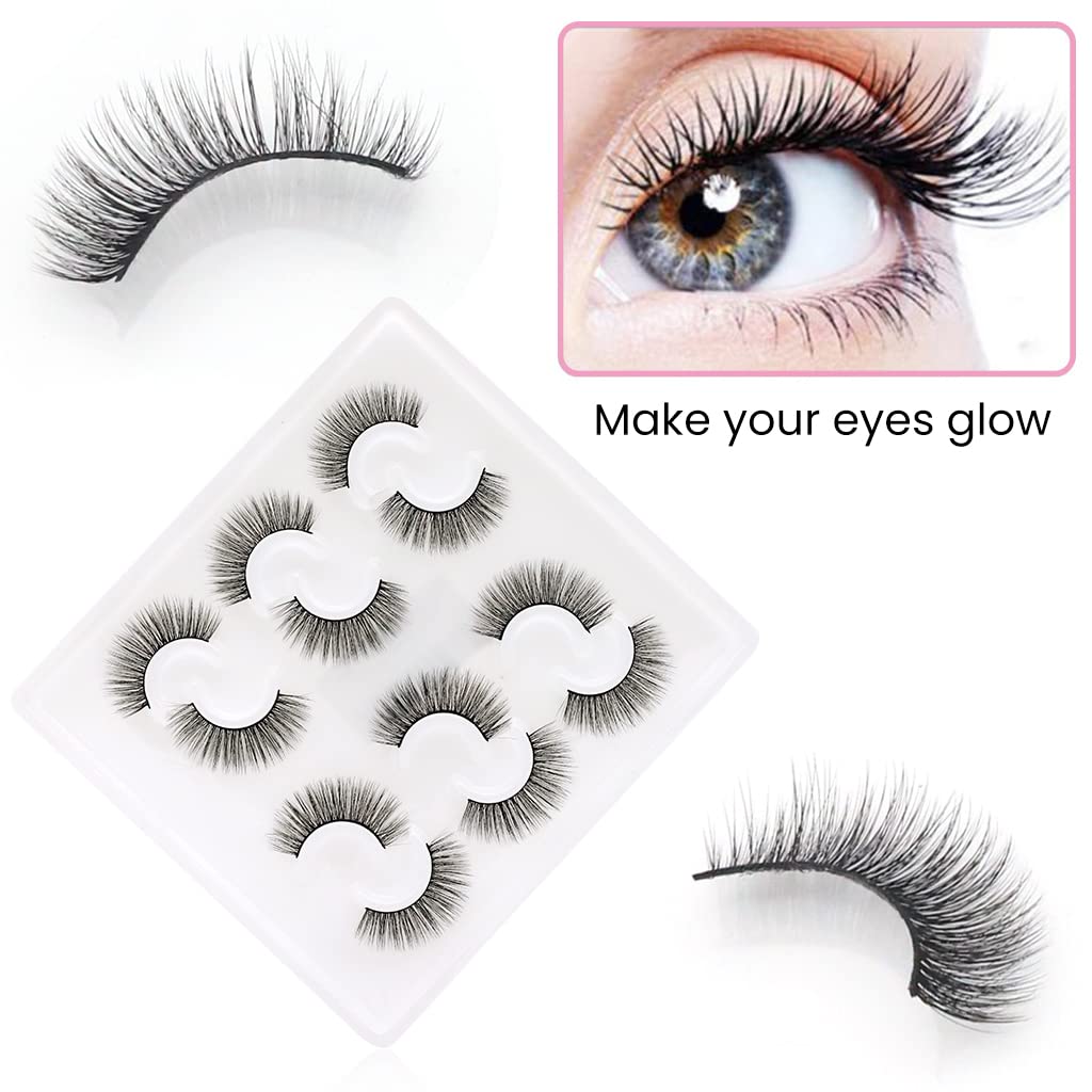 MAYCREATE 1 Pair Self Adhesive Eyelashes, Reusable Adhesive Eyelashes, 3D Mink False Lashes Stable and Easy to Put On, Natural Look and Waterproof Fake Eyelashes for Women, No Glue, Style A