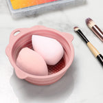 MAYCREATE Mini Makeup Brush Cleaner Bowl Silicone Makeup Brush Cleaning Basin 5.5 Inches Collapsible Cleaner Bowl for Makeup Brushes, Beauty-Blender Sponge Removing Residual Foundation
