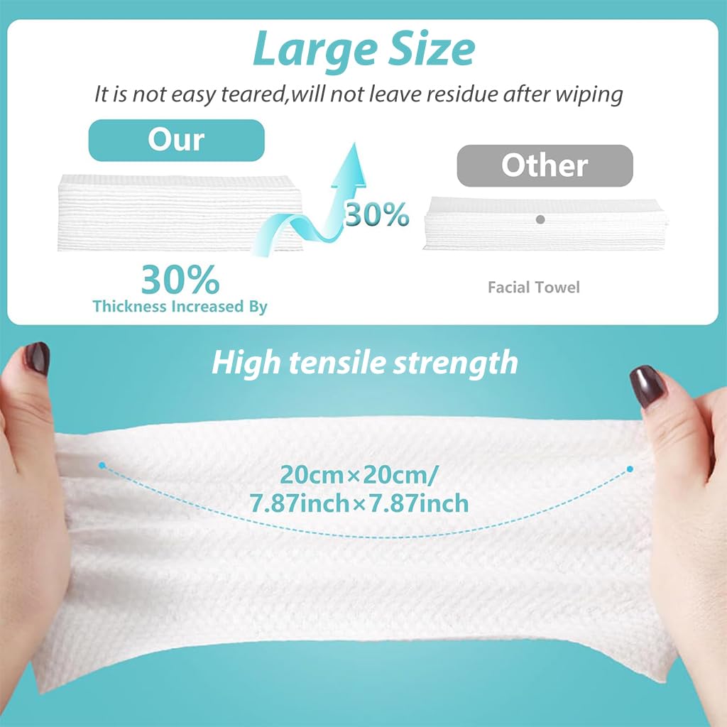 MAYCREATE Disposable Towels for Face and Baby Care featuring Dry and Wet Dual Use | 144 Count 100% Cotton