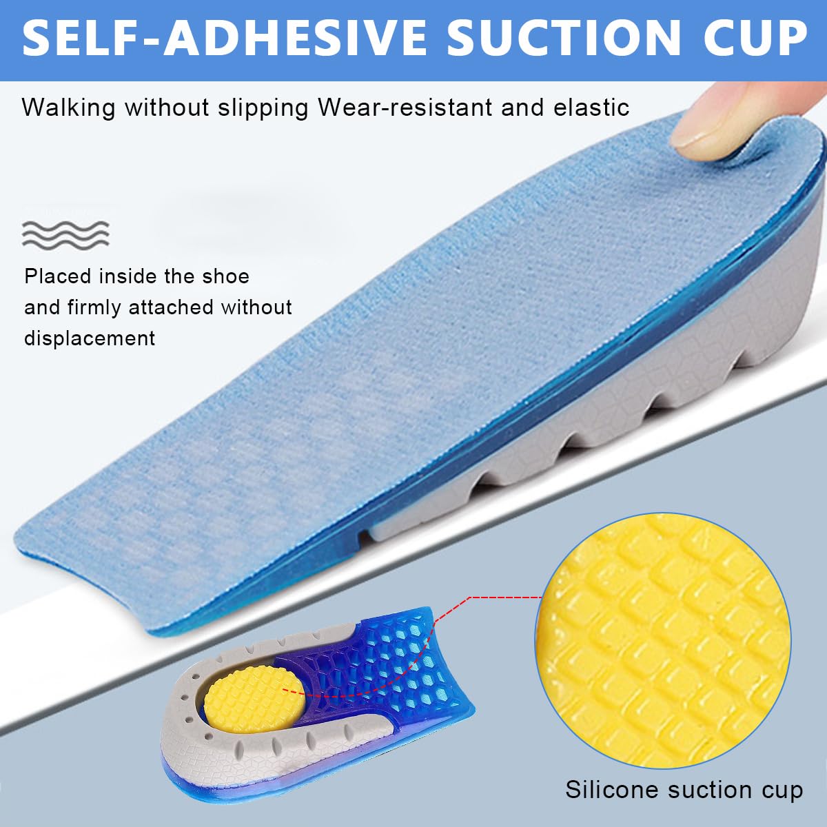 MAYCREATE Heel Lift Inserts Silicone Heel Cup Pads, Heel Cushions with Massaging Gel Cushion Insert for Heel Ankle Pain Heel Spurs for Women&Men, 0.59Inch