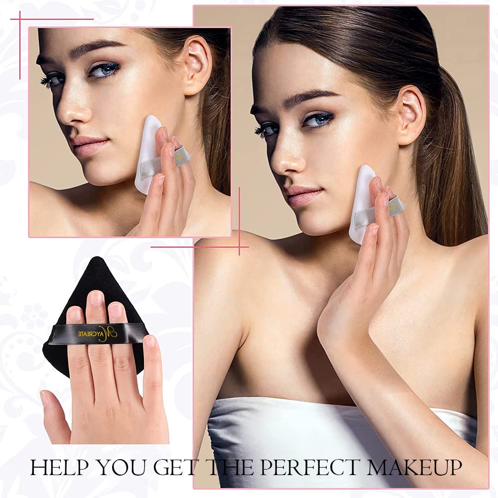 MAYCREATE Powder Puff for Makeup with Triangle and Round Design | 2pcs 7.2×7.0cm Reusable Cotton Sponges