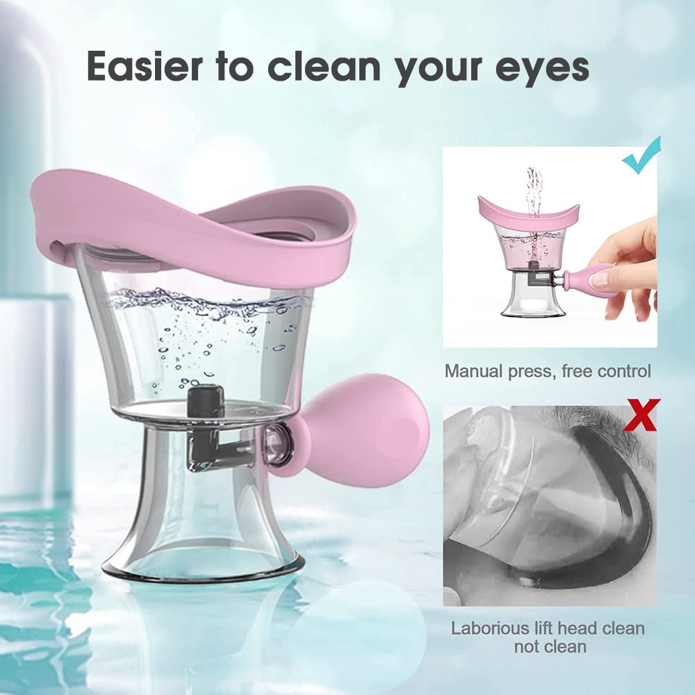 MAYCREATE Eye Wash Cup for Daily and Travel Use with Air Pressure Spout and Silicone Frame 8.22×6.64 cm