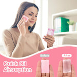 MAYCREATE Blotting Paper for Oily Face with Mirror and Puff featuring Dual Action Absorption | 200 Sheets Natural Linen