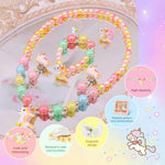 MAYCREATE Unicorn Kids Jewellery Set for Girls with Beaded Necklace and Bracelet | 8 Pcs Gift Kit