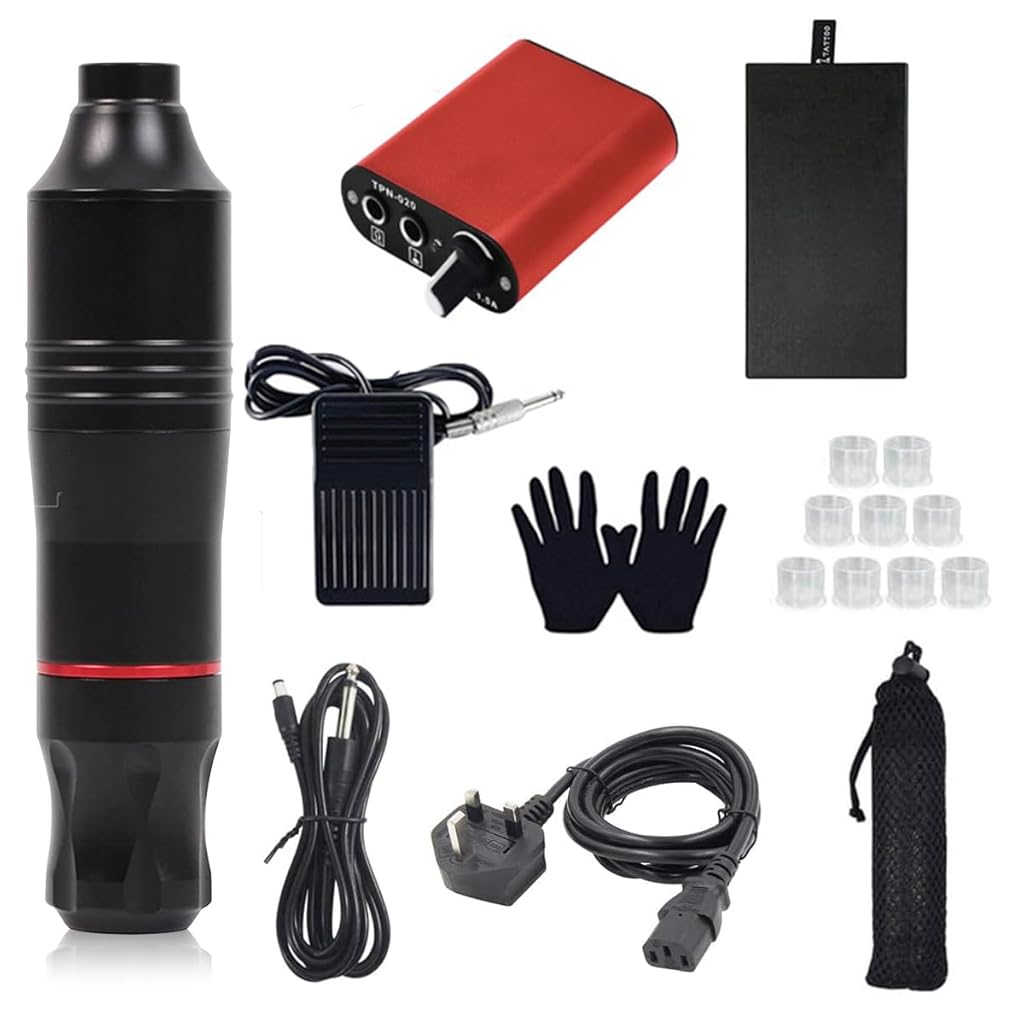 MAYCREATE Tattoo Machine Kit Full Set For Men Tattoo Machine Kit Pen Rotary Tattoo Machine Cartridge Needles Power Supply for Tattoo Beginners