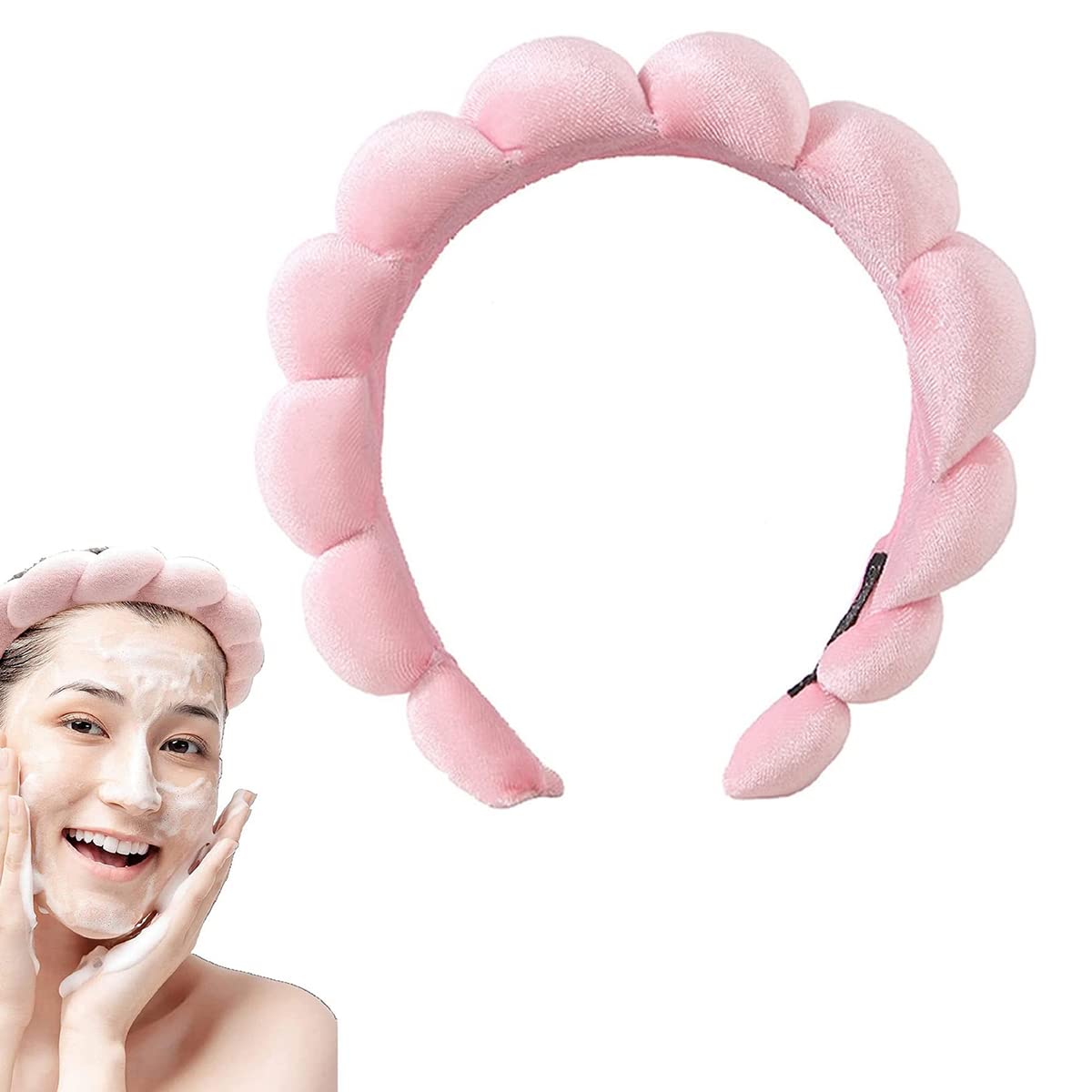MAYCREATE Spa Headband for Makeup and Skincare featuring Soft Sponge Design in Pink | Non Slip Hair Hoop for Women and Girls
