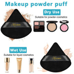 MAYCREATE 4pcs Triangle Powder Puff Makeup Sponge Puff with Case, Soft Cosmetic Face Makeup Puff for Loose Powder - Reusable, Skin-Friendly, Wet and Dry Use (Black)