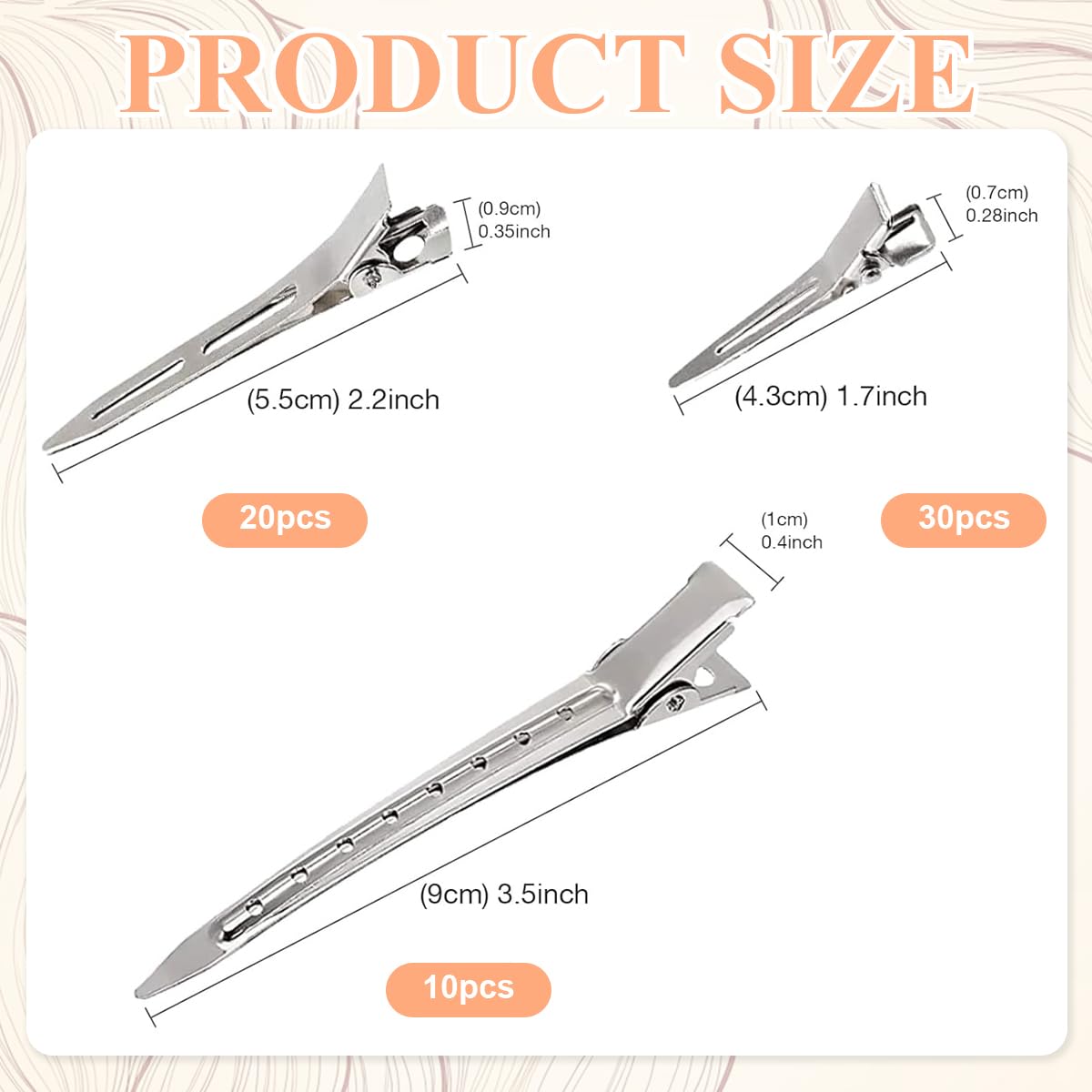 MAYCREATE 60Pcs Styling Hair Clips, Duckbill Long Hair Clips, Silver Metal Duck Billed Hair Clips for Women Styling Sectioning, Pin Curl Clips for Hair, Alligator Roller Clip with Storage Box