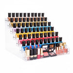 MAYCREATE Nail Polish Organizer Box for Vanity and Salon with 7 Tier Stepped Acrylic Display | 12x15x11 inch