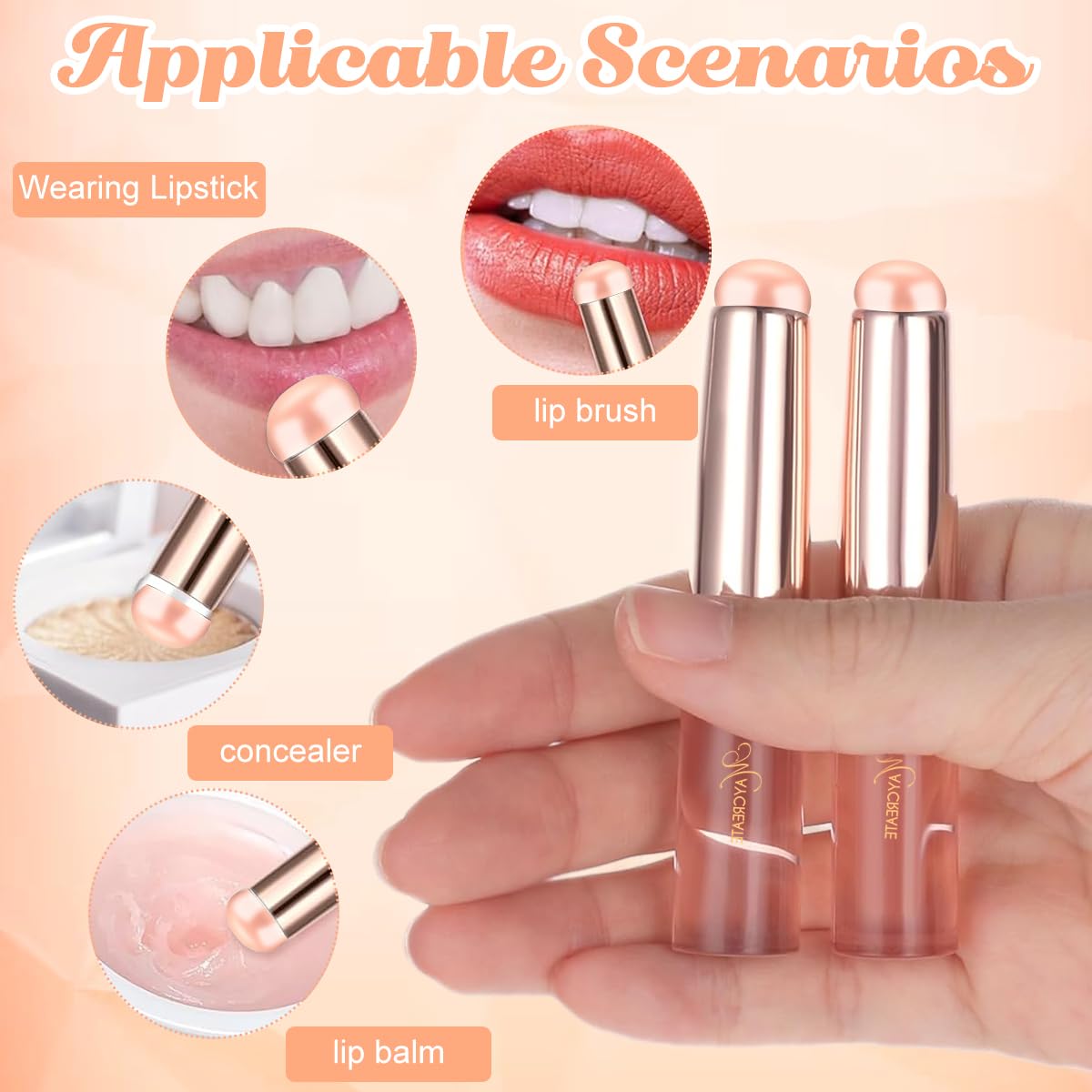 MAYCREATE Silicone Lip Applicator Set for Precise Lip Care with Dustproof Cap | Pink 2pcs