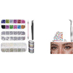 MAYCREATE Nail Art Kit for DIY Manicure and Crafts with 2400 Rhinestones & Tools Set | Face Gems and Pearl Stickers