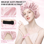MAYCREATE Silk Bonnet for Sleeping with Adjustable Stretch Headband and 1 Scrunchie | Double‑Sided Satin Cap for Women Hair Protection