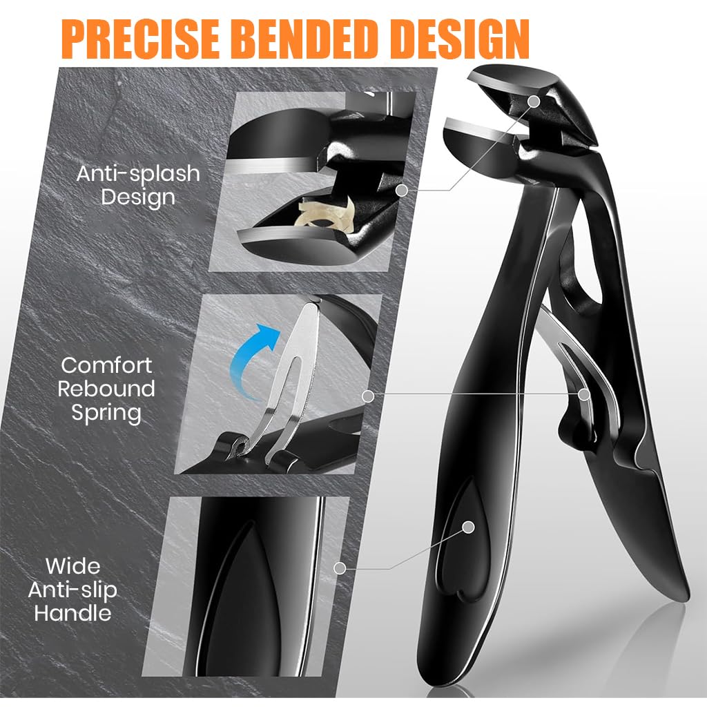 MAYCREATE Nail Clipper for Seniors featuring Bended Head Design with Stainless Steel | Travel Set