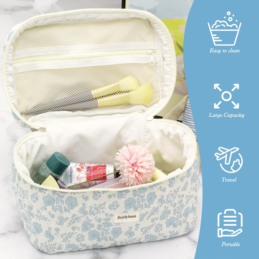 MAYCREATE Makeup Organizer Bag for Travel with Handle 25x15x16cm featuring Floral Cotton Design