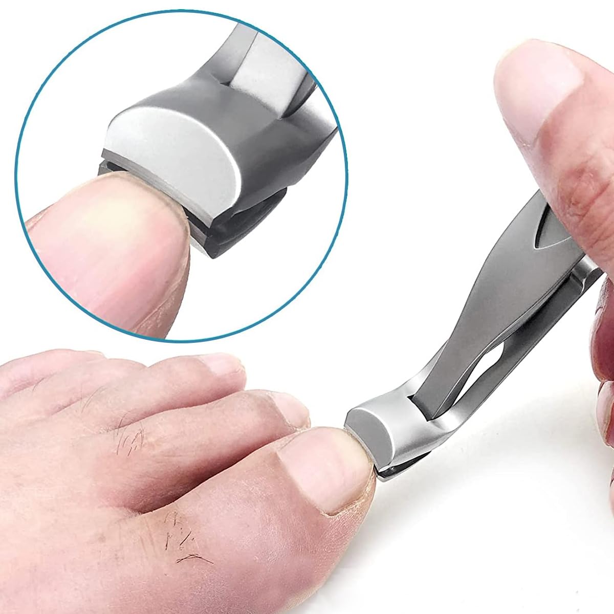 MAYCREATE Angled Head Nail Clippers for Seniors with 9mm Curved Blades and Nail Catcher | Stainless Steel Ergonomic Trimmer