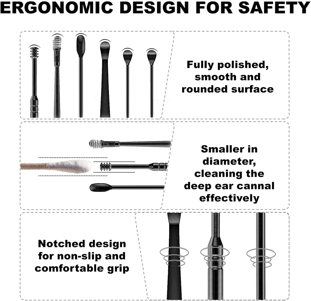 MAYCREATE 7 Pcs Ear Cleaner Stainless Steel Portable Ear Removal Kit Safety Tools Ear Caring Ear Wax Remover Tool with Storage Box Ear Irrigation