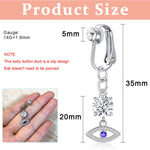 MAYCREATE Fake Belly Piercing Jewelry Evil Eye Belly Button Rings 316L Stainless Steel Non-Piercing Rhinestone Belly Rings Navel Rings for Women Girls