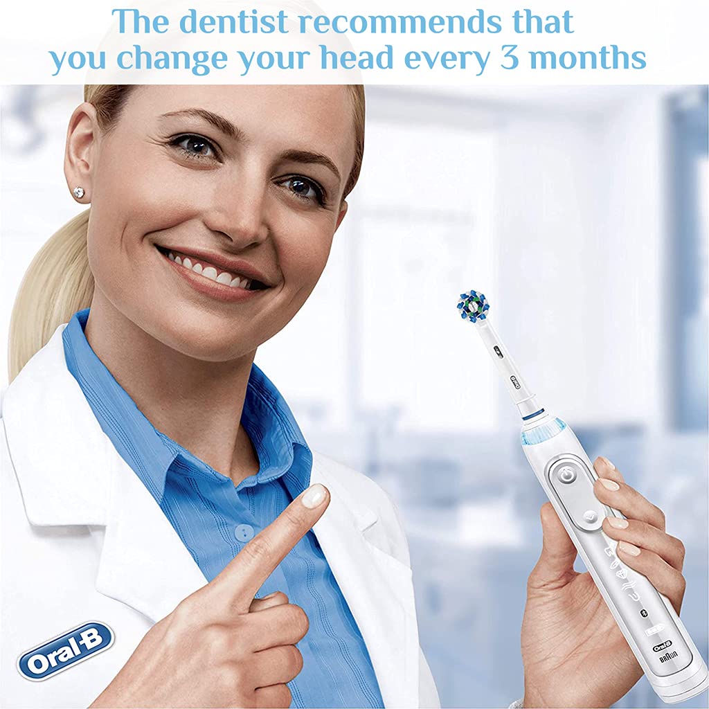 MAYCREATE Replacement Brush Heads for Oral B Electric Toothbrush featuring 16° Cross Action Bristles Pack of 8 | White Nylon