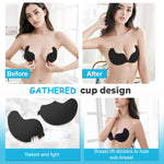 MAYCREATE 1 Pair Silicone Wire Free Stick-On Bra Padded, Adhesive Bra Strapless Silicone Invisible Push Up Reusable Self Sticky Bra for Backless Dress Stick on Bra, Black, C