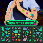 MAYCREATE 10 Sheet Kids Tattoo Sticker Night Glowing Tattoo Sticker, Cartoon Animals Theme Sticker Waterproof Temporary Tattoos for Birthday Parties, Group Activities, Cartoon Tattoo Sticker