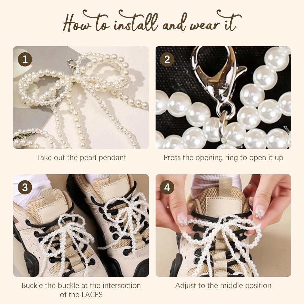 MAYCREATE Pearls Bowknot Shoe Charms for Sneakers and Dress Shoes featuring Lobster Buckle