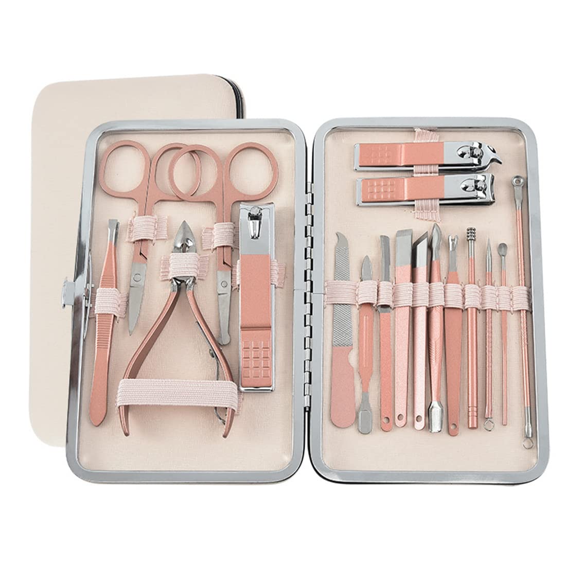 MAYCREATE Stainless Steel Nail Kit for Women Professional Manicure Set Nail Clippers Pedicure Kit - 18 Pieces Grooming kit for Women Portable Travel Kit