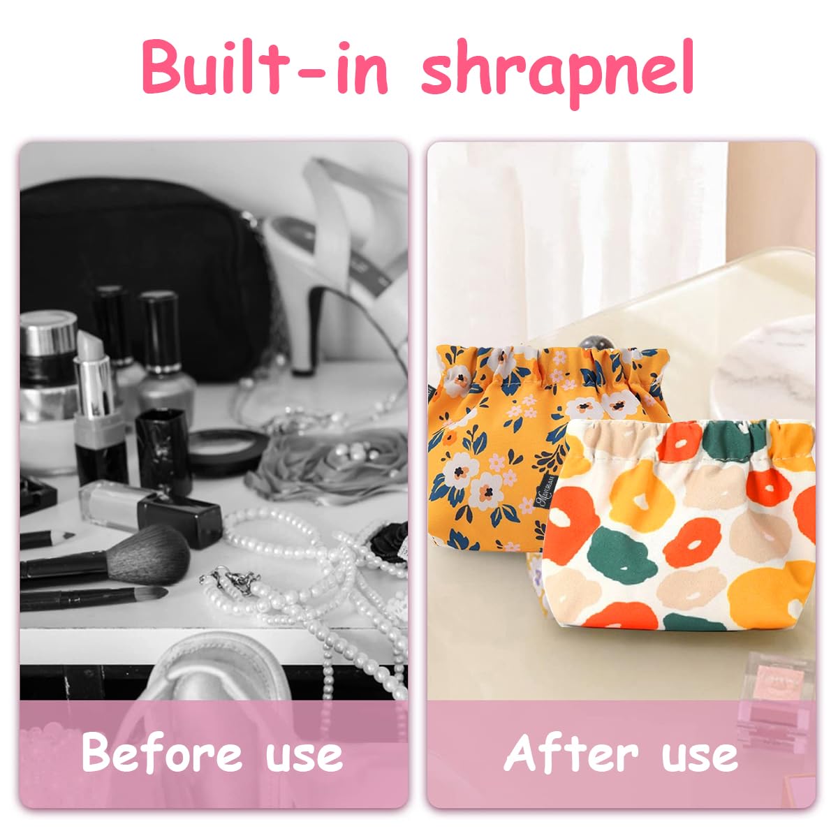 MAYCREATE Small Pouches for Women featuring Self Closing Design and Oxford Fabric | 6pcs 13x13cm Travel Organizer