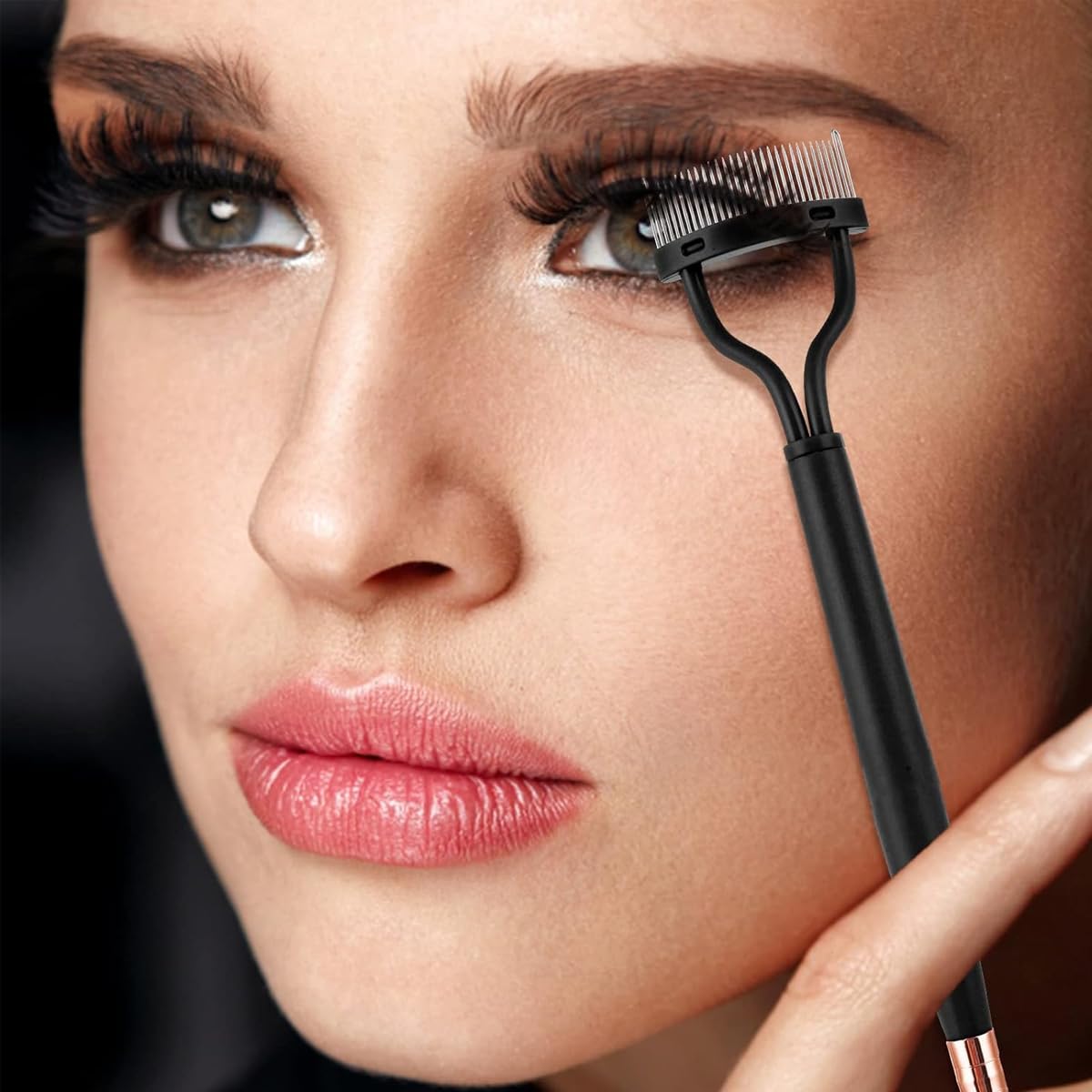 MAYCREATE Eyelash Separator Comb 2 Pcs for Clump Free Lashes with Dual Head Metal Brush | Includes Protective Cover