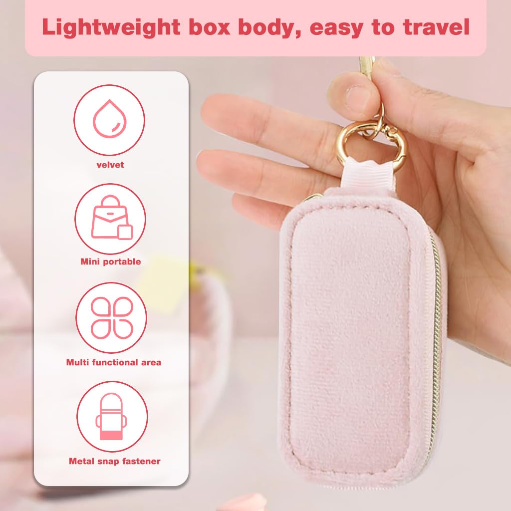 MAYCREATE Jewellery Organiser Box for Travel with Secure Zipper and Plush Interior 8x4x4cm | Ideal Gift for Women