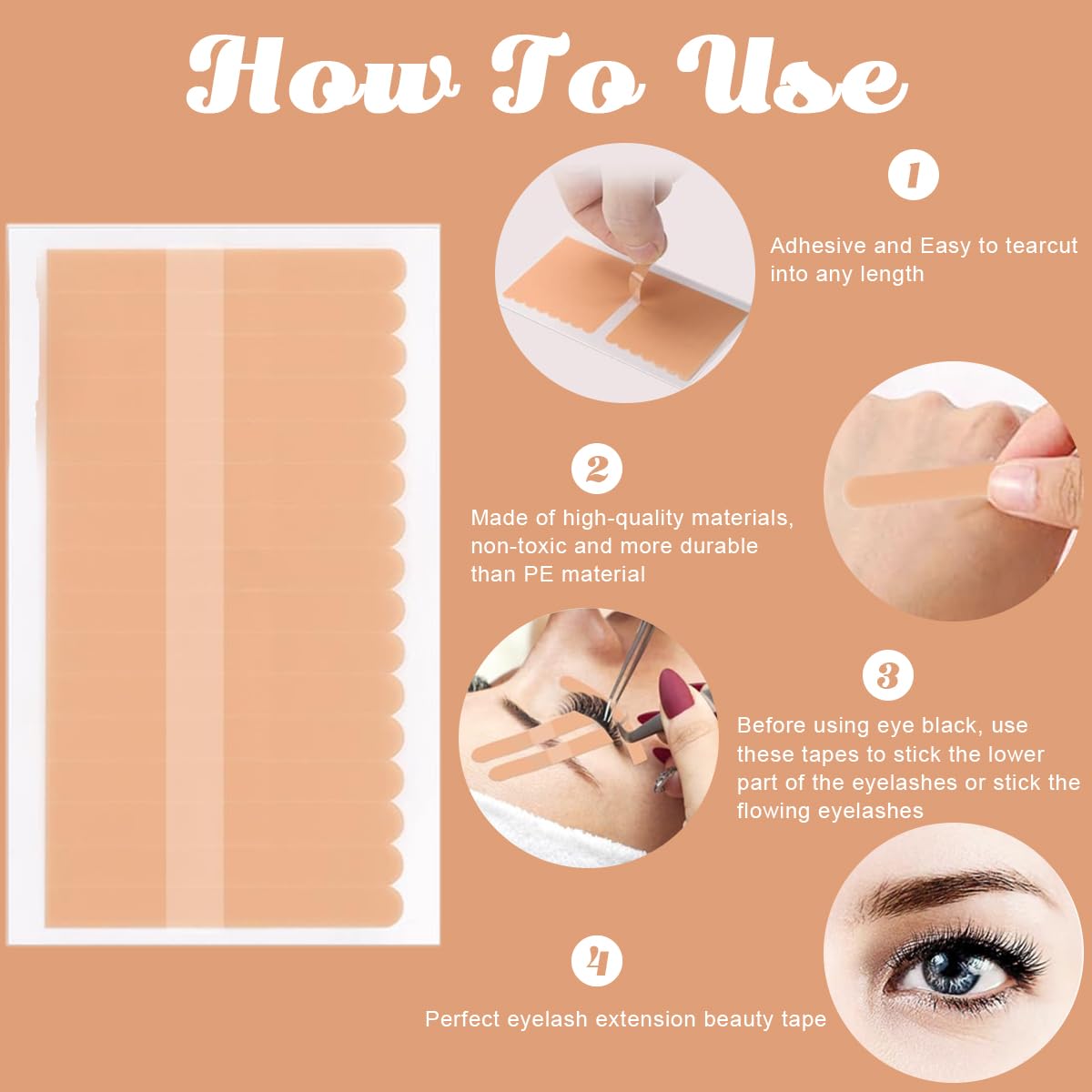 MAYCREATE 320pcs Eyelash Extension Tape False Eyelashes Adhesives Under Eye Lash Tape Breathable Non-woven Eyelid Lifting Micropore Medical Tape for Individual Eyelash Extensions