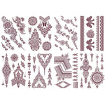 MAYCREATE® 8 Sheets Brown Temporary Tattoos Sticker for Women Girls, Waterproof Fake Tattoo Kits, Lotus Mandala Flower Temporary Tattoos Neck Chest Arm