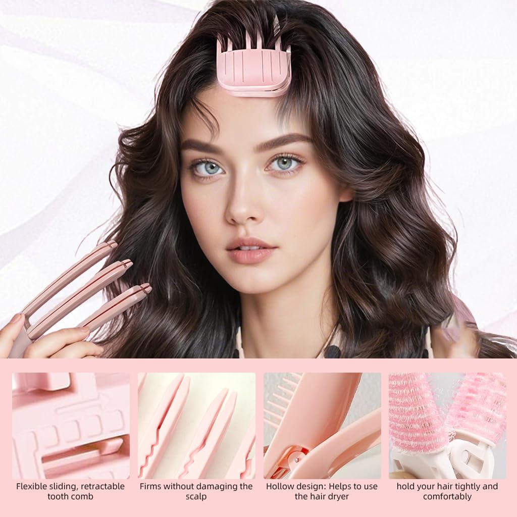 MAYCREATE Hair Volume Clip for Root Lifting and Fluffy Style 8PCS Light Pink Set
