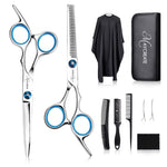 MAYCREATE Hair Cutting Scissors Kit for Professionals with 6.7 in Blades and Screw Tension | 9 Pcs Stainless Steel Set for Men and Women