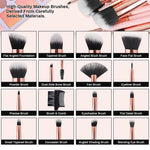 MAYCREATE Makeup Brush Set Professional 16PCS with Storage Pouch Brush Sets in Makeup Premium Makeup Brushes Kit with Eyebrow Razor & Sponge Puff for Beginners Makeup Artists Students (Pink)