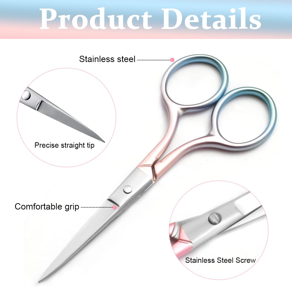 MAYCREATE Eyebrow Hair Grooming Scissors for Facial and Nose Hair 3.9 in | Stainless Steel Curved Blade