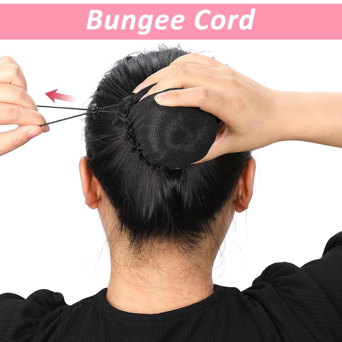 MAYCREATE Hair Bun Net Bow Hair Clip for Women with Alloy Spring Clip Mesh | Red Snood Cover for Work and Dance