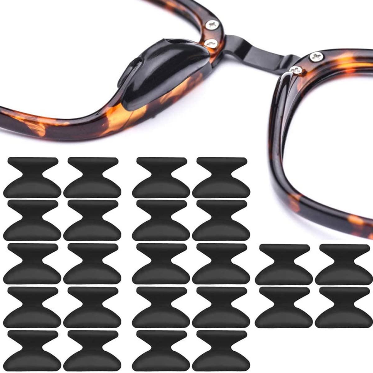 MAYCREATE 12 Pairs Eyeglass Nose Pads, Anti-Slip Silicone Glasses Nose Support Pads Replacement, Anti-Slip Air Chamber Nose Pads for Full Plastic Frames