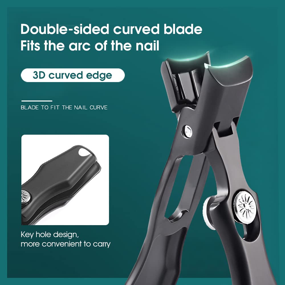 MAYCREATE Nail Cutter For Men Stainless Steel Nail Clippers with Leather Cover Toenail Clippers Wide-Opening Sharp Jaws for Thick Nails, Professional Nail Trimmer