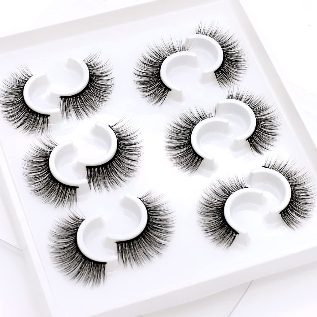 MAYCREATE 1 Pair Self Adhesive Eyelashes, Reusable Adhesive Eyelashes, 3D Mink False Lashes Stable and Easy to Put On, Natural Look and Waterproof Fake Eyelashes for Women, No Glue, Style A