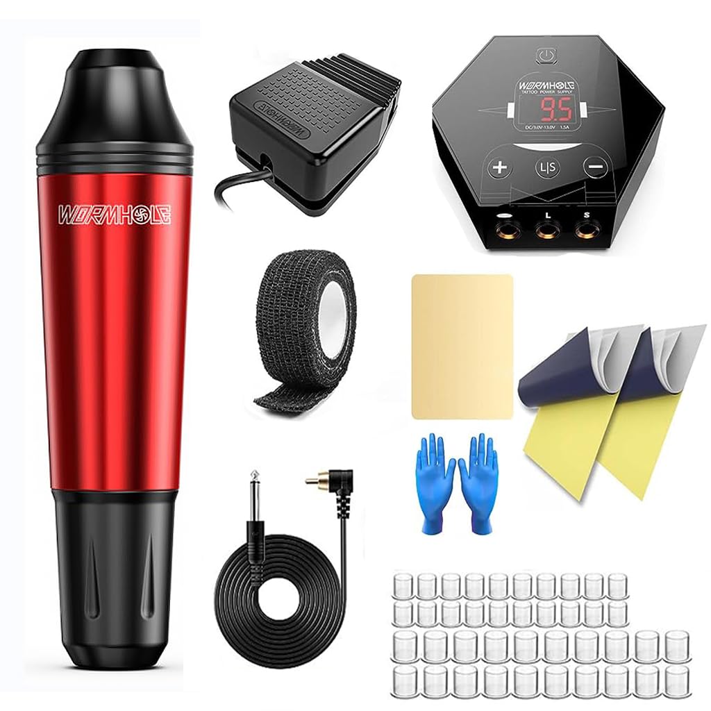 MAYCREATE Tattoo Machine with Cartridge Tattoo Machine Kit Pen Rotary Tattoo Machine Shader & Liner Machine Tool Cartridge for Professional Tattoo Beginners