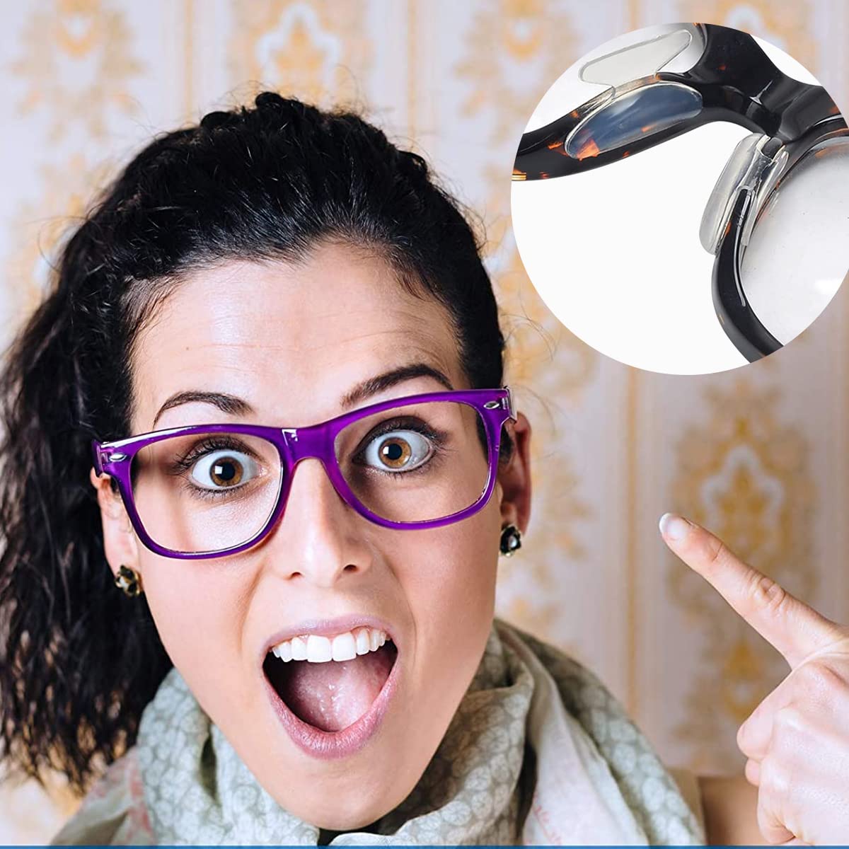 MAYCREATE 12 Pairs Eyeglass Nose Pads, Anti-Slip Silicone Glasses Nose Support Pads Replacement, Anti-Slip Air Chamber Nose Pads for Full Plastic Frames, White